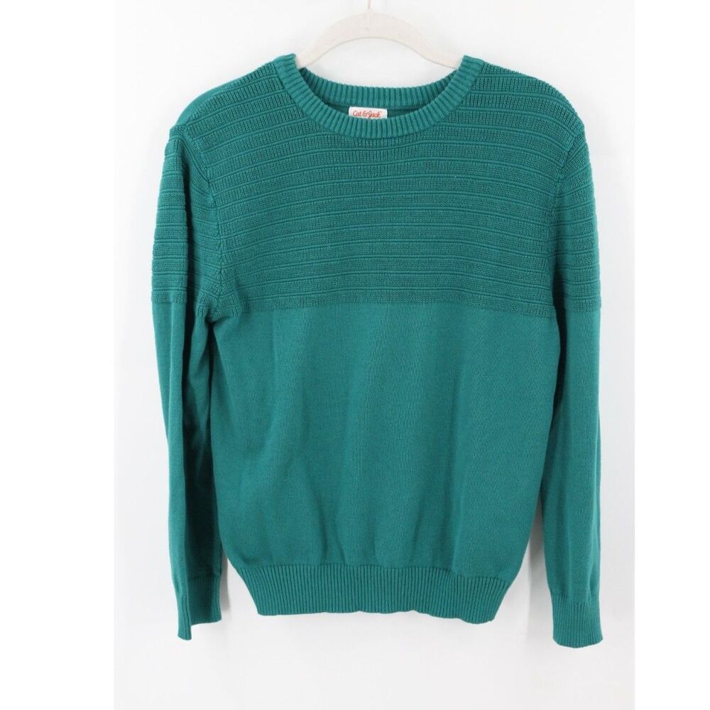 Cat & Jack Girls Holiday Green Pullover Crewneck Sweater Size 10-12